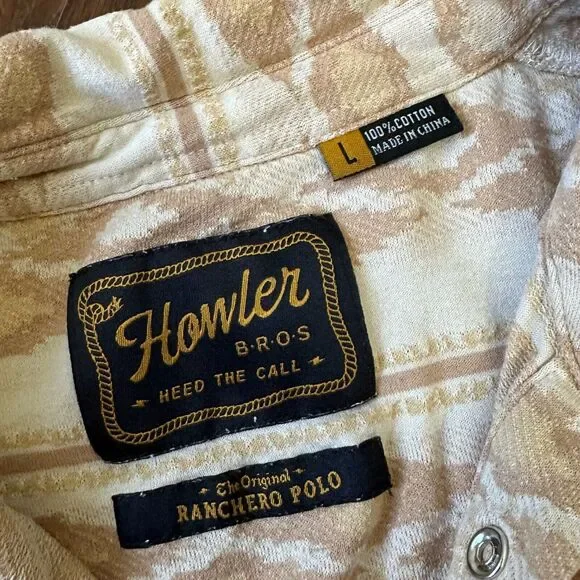 HOWLER BROTHERS Ranchero Jacquard Polo Shirt Taki Brown Rice Preppy